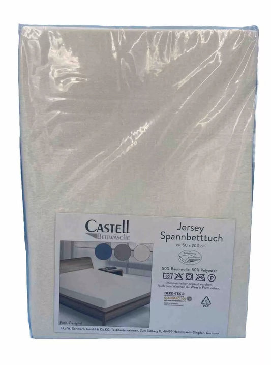 Traumhaft Schlafen - Castell - Spannbetttuch Jersey 150x200cm beige & grau