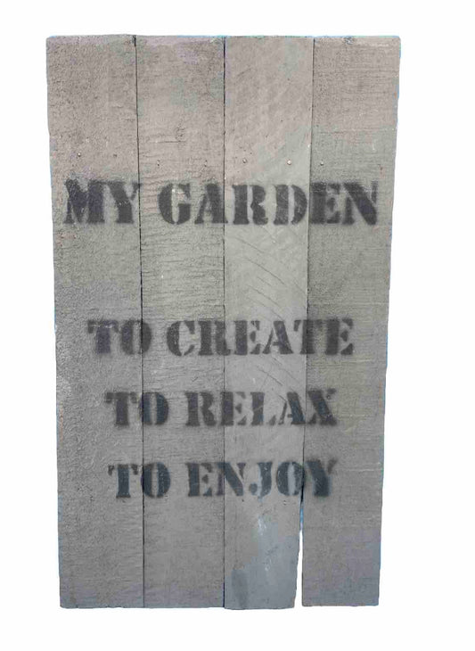 Holzschild mit Spruch für den Garten zum Aufhängen