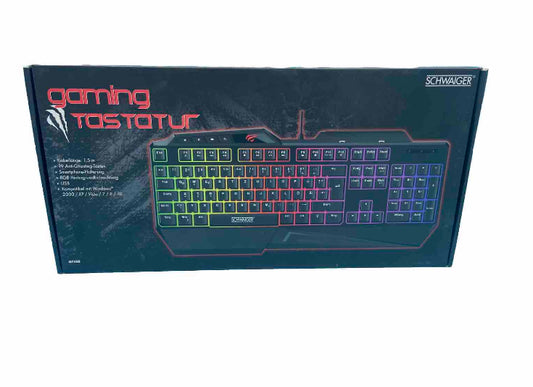 SCHWAIGER PC Gaming Tastatur kabelgebunden Qwertz 19 Anti-Ghosting Tasten USB