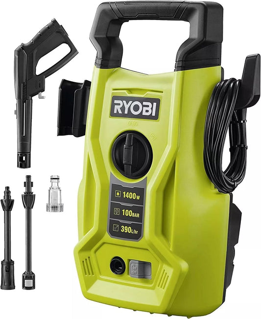 Ryobi RY100PWA Hochdruckreiniger 1400W Druck Max 100 BAR Fließend Von 390 L/H